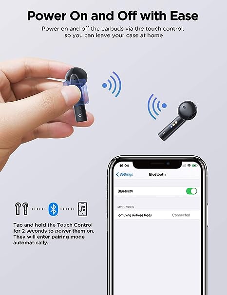 omthing True Wireless Earbuds, TWS Bluetooth 5.0 Headphones Stereo Sound Earphones, 4 ENC Mic, 25H Playtime Wireless Earbuds Sweatproof Sports Earphone, Suitable for Exercise/Driving/Home Office