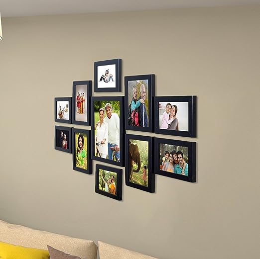 Amazon Brand - Solimo Collage Photo Frames (Set of 11, Wall Hanging, Black, SOL-HD-PF2, Synthetic Wood)