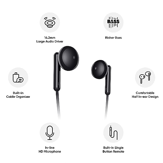 realme Buds Classic Wired in Ear Earphones with Mic (Black)