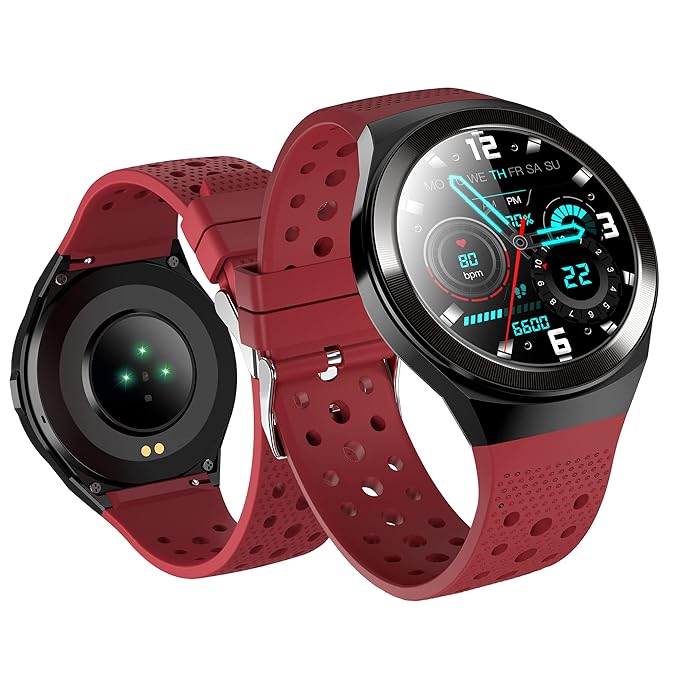 GIZMORE Gizfit 910 Full Smart Watch with in-Built Speaker Bluetooth Calling & Music, Bold Metallic Body/SpO2 and Heart Rate Monitoring, Unlimited Faces Long Battery Life & Multiple Sports Mode- Red