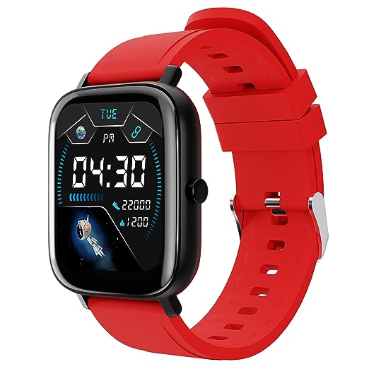 ZEBRONICS ZEB-FIT280CH Smart Watch with Screen Size 3.55cm (1.39inch) 12 Sports Modes, IP68 Waterproof, Heart Rate, BP, SpO2, Caller ID, 7 Days Storage (Black+ Red)