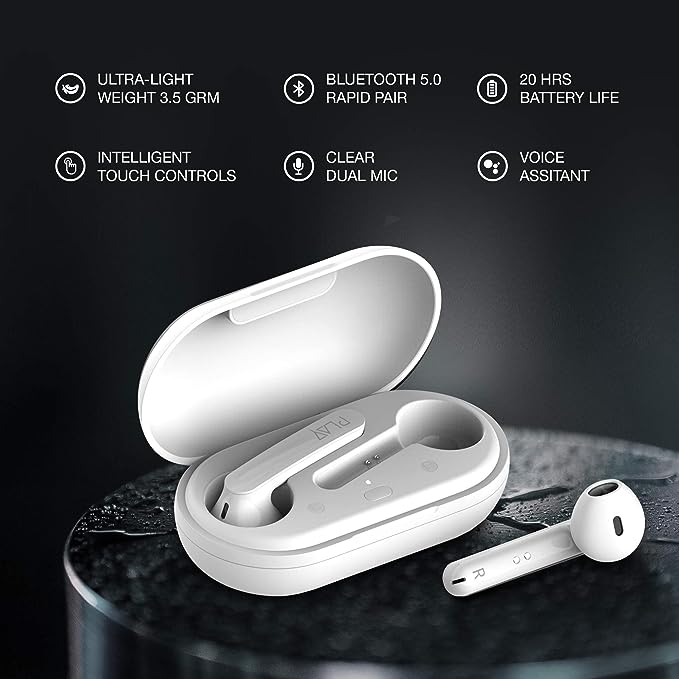 INSTAPLAY Power Shots Bluetooth Truly Wireless in Ear Earbuds with Mic (Black)