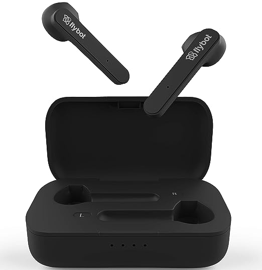 Flybot Beat 100 True Wireless Bluetooth 5.0 Earphones with Charging Case, Compatible with Android and iOS IPX4 Water Resistance Deep Bass Feature (Black)