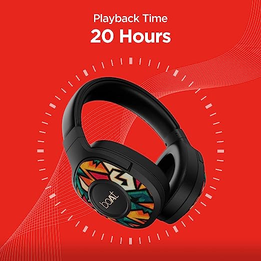 boAt Rockerz 550 Bluetooth Wireless Over Ear Headphones with Upto 20 Hours Playback, 50MM Drivers, Soft Padded Ear Cushions and Physical Noise Isolation with Mic (Black Symphony)