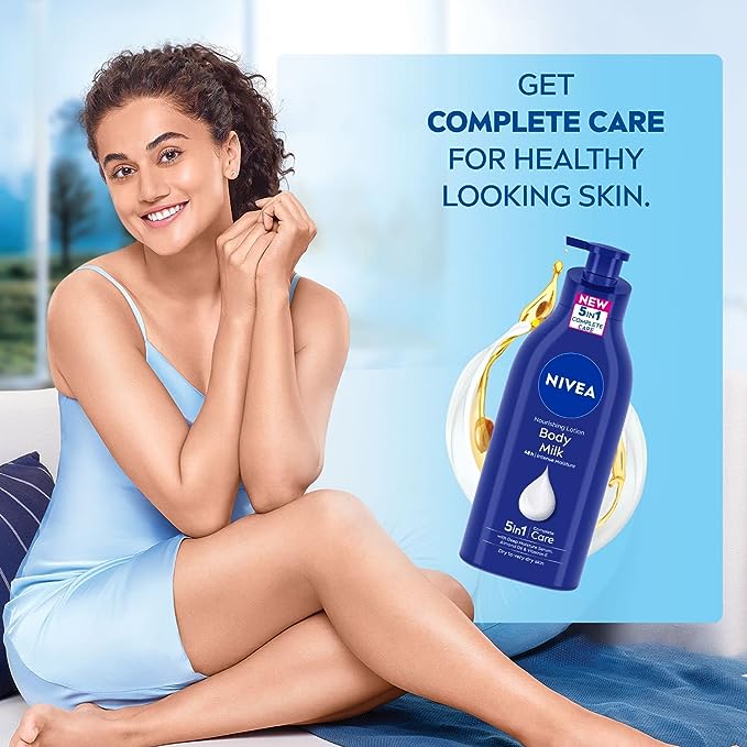 NIVEA Nourishing Body Milk 600ml Body Lotion | 48 H Moisturization | With 2X Almond Oil | Smooth and Healthy Looking Skin |For Very Dry Skin