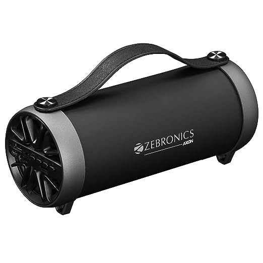 Zebronics ZEB-AXON Wireless Bluetooth 10W Barrel Finish Portable Speaker With Supporting Handy Strap, USB, SD Card, AUX & FM