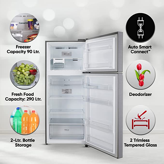 LG 380 L 2 Star Frost-Free Smart Inverter Double Door Refrigerator (‎GL-N412SDSY, Dazzle Steel, Express Freeze)