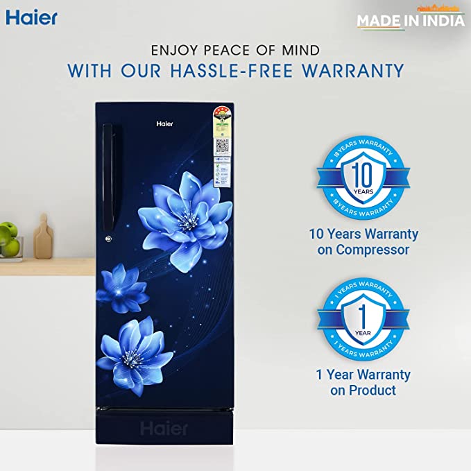 Haier 190L 4 Star Direct Cool Single Door Refrigerator (HED-204MFB-P, Marine Peony, Base Stand with Drawer)