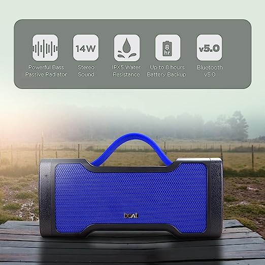 boAt Stone 1010 14W Bluetooth Speaker with 8 Hours Playback, Bluetooth v5.0 & IPX5(Navy Blue)