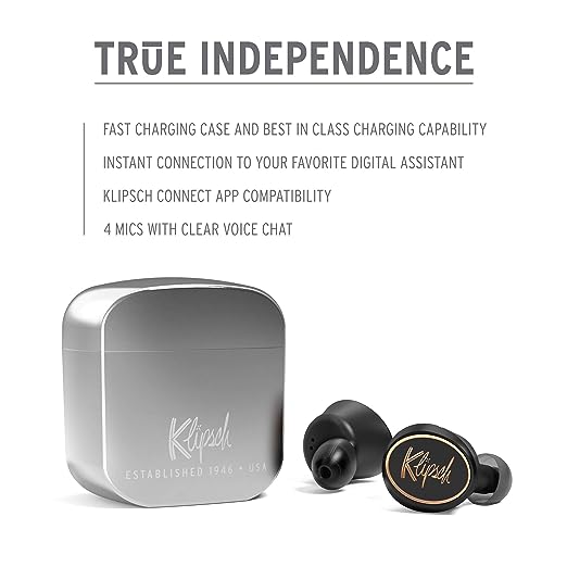 Klipsch T5 Truly Wireless in Ear Headphones with Mic (Black)