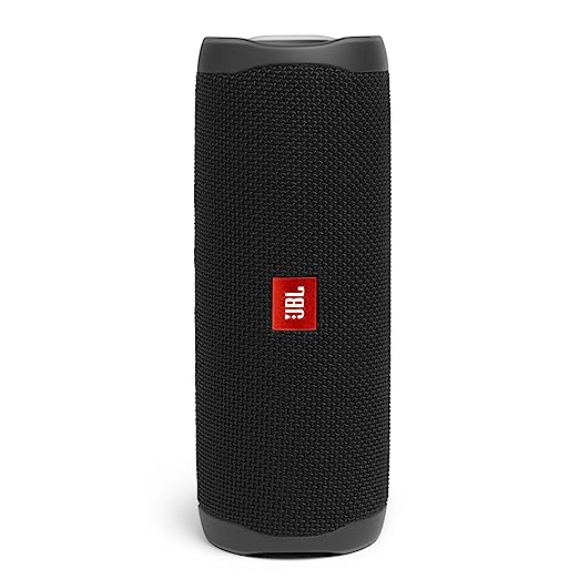 JBL Flip 5 Wireless Portable Bluetooth Speaker, Signature Sound with Powerful Bass Radiator, Vibrant Colors with Rugged Design, PartyBoost, IPX7 Waterproof & Type C (Without Mic, Black)
