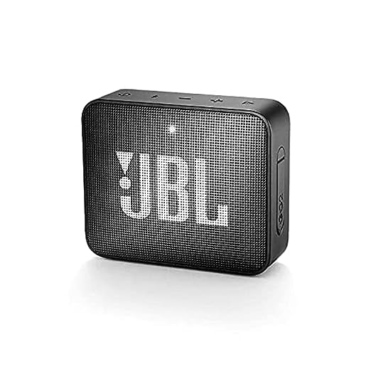 JBL Go 2, Wireless Portable Bluetooth Speaker with Mic, Signature Sound, Vibrant Color Options with IPX7 Waterproof & AUX (Black)