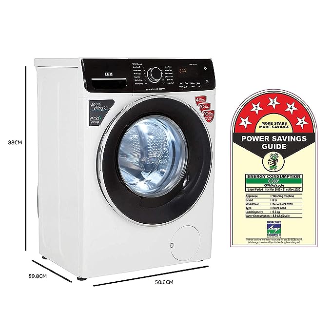 IFB 6.5 Kg 5 Star Fully-Automatic Front Loading Washing Machine (SENORITA ZX, White, In built heater, Ball Valve Technology)(OPEN BOX)