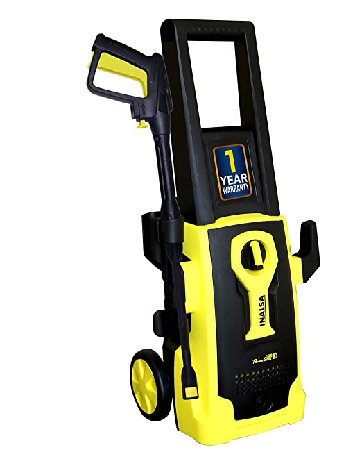Inalsa High Pressure Washer PowerShot-1600W|100% Pure Copper Motor|Pressure-135 Bar, Max Flow-408 l/h, Working Radius +11 m,5M High Pressure Hose Pipe for Cleaning Homes, Cars, Garden, (Yellow/Black)