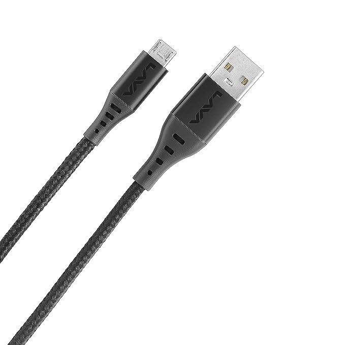 Lava D4 Cable, 2A 1 Meter Micro USB Braided Charging Cable with 480 MBPS Data Transmission (Black)