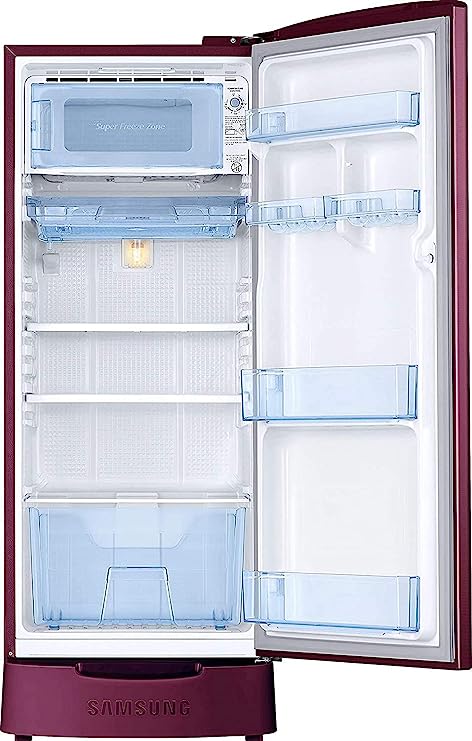 Samsung 215 L 4 Star Inverter Direct Cool Single Door Refrigerator(RR22T382XR8/HL, Blooming Saffron Red, Base Stand with Drawer)