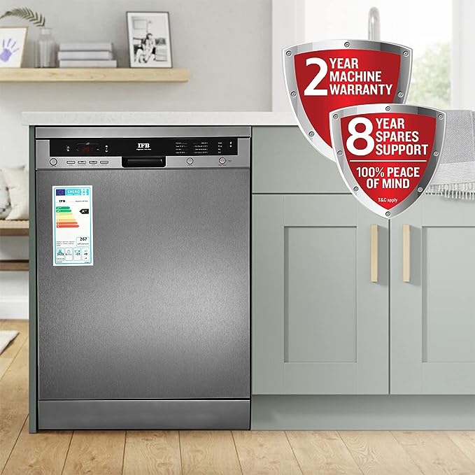IFB 15 Place Settings Hot Water wash Free Standing Dishwasher (Neptune VX Plus, Graphite Grey, In Built Heater with Hygienic Steam Drying, Perfect for Indian Utensils)