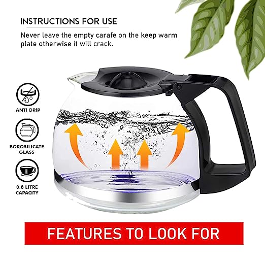 Inalsa Frappe 5 Cup (0.6L) 650-Watt Coffee Maker with Anti Drip & Keep Warm Function| Detachable Coffee Filter| Includes 100% Borosilicate Glass 0.8L Carafe Jar, (Black)