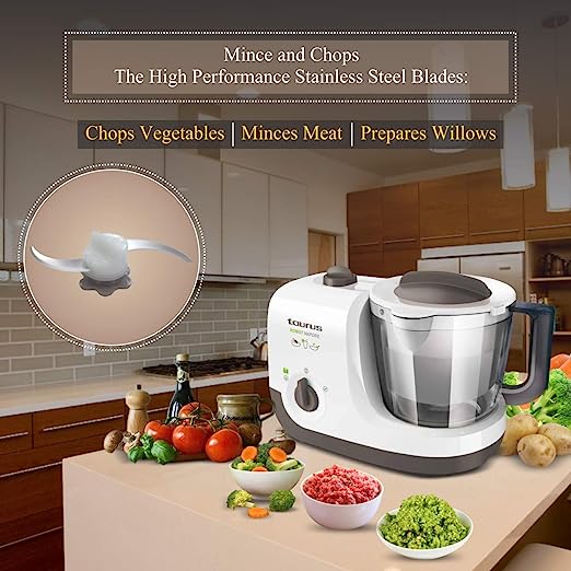 Taurus Robot Vapore 1050-Watt Baby Food Steamer/Blender/Chopper (White/Rose Brown)