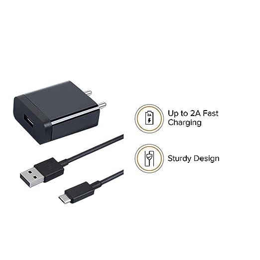 Mi 5V Charger|10W Wall Charger with USB Cable|Compatible for Mobile, Headphones, TWS, Game Console, Power Banks|Fast Charging + Quick Data Transfer+BIS Certified|(Adapter+USB to Micro USB Cable)-Black