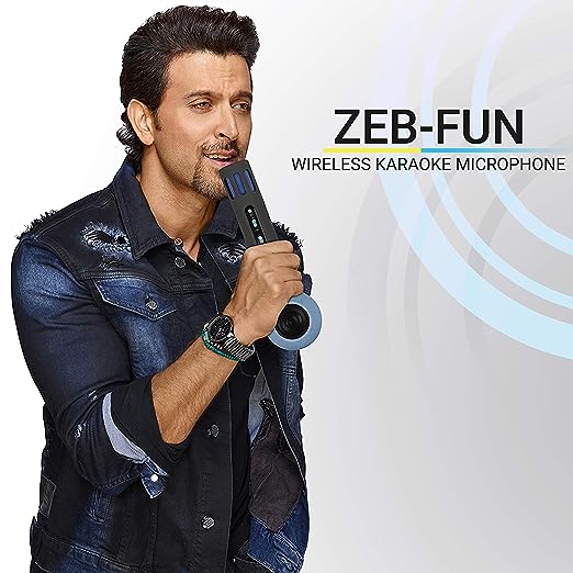 ZEBRONICS Zeb-Fun 3 W Karaoke Mic Comes with Bluetooth Supporting Speaker, mSD Card, AUX and Media Control(Blue)