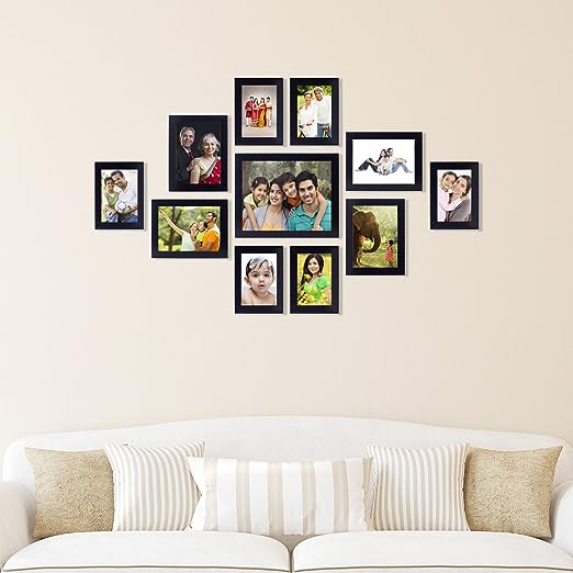 Amazon Brand - Solimo Collage Photo Frames (Set of 11, Wall Hanging, Black, SOL-HD-PF2, Synthetic Wood)