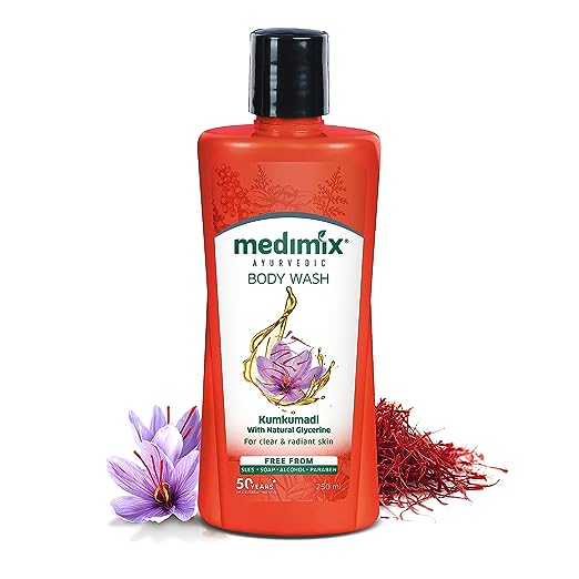 Medimix Ayurvedic Bodywash Kumkumadi with Natural Glycerine Shower Gel, 250ml | Protects skin moisture | Hydrates skin | Replenishes skin | For Clear and Radiant Skin | All-natural |Herbal
