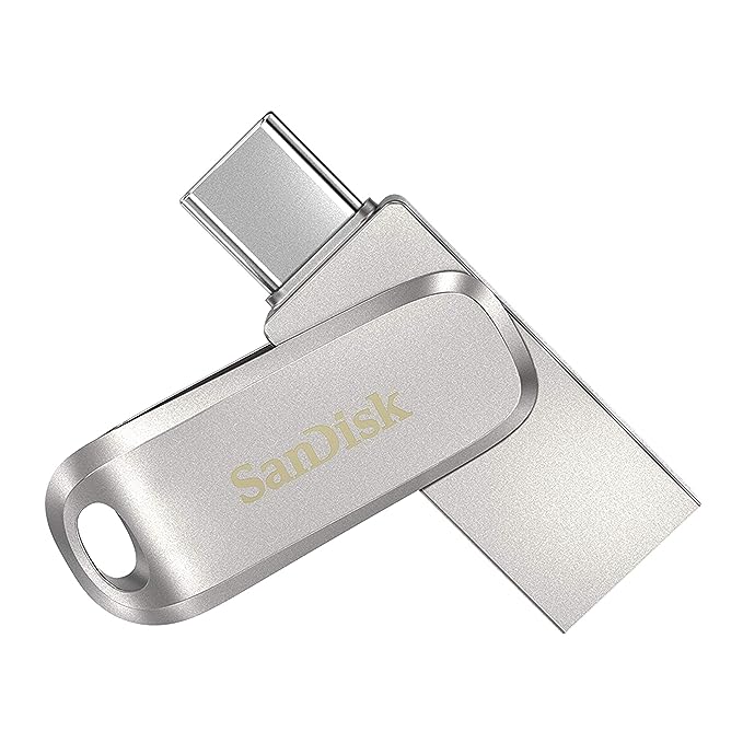 SanDisk Ultra Dual Drive Luxe USB Type C Flash Drive (Silver, 128 GB, 5Y - SDDDC4-128G-I35)