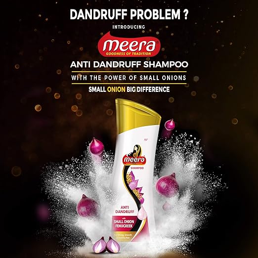 Meera Anti-Dandruff Shampoo, With Small Onion and Fenugreek, 180 ml
