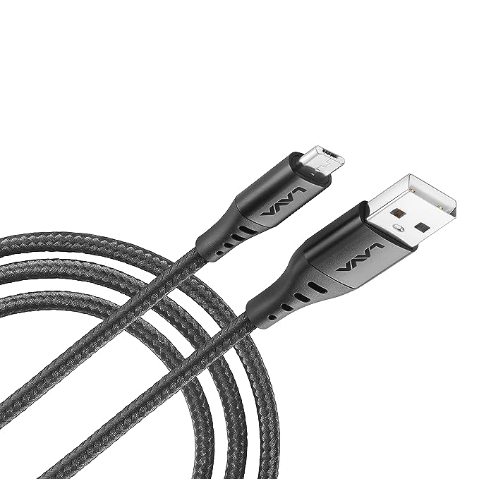 Lava D4 Cable, 2A 1 Meter Micro USB Braided Charging Cable with 480 MBPS Data Transmission (Black)