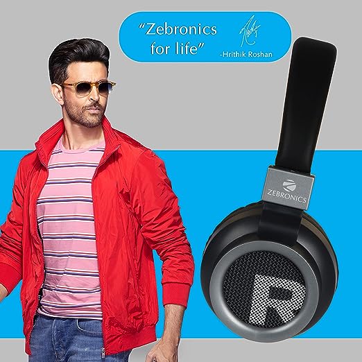 ZEBRONICS-Bang Over The Ear Headphones with Foldable Design and Bluetooth v5.0 Headphones, Providing up to 20h* Playback(Black)