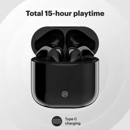 Noise Air Buds Mini with 15 Hours Playtime, Tru Bass Technology, and HyperSync Bluetooth Headset  (Jet Black, True Wireless)