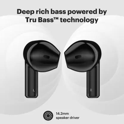 Noise Air Buds Mini with 15 Hours Playtime, Tru Bass Technology, and HyperSync Bluetooth Headset  (Jet Black, True Wireless)