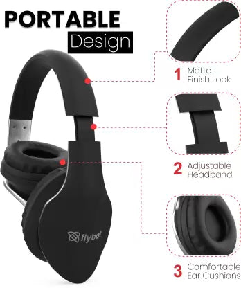 Flybot Alpha 200 Wired Headset  (Black Silver, On the Ear)