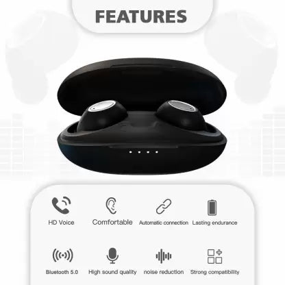 Bazzpod BEAN Bluetooth Headset  (Matte Black, True Wireless)