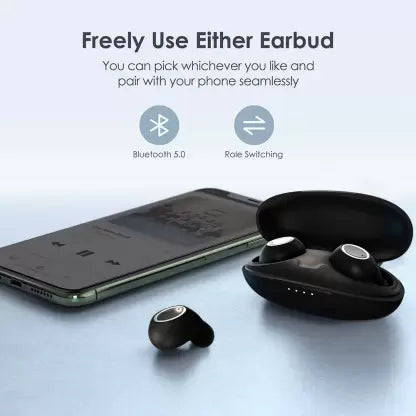 Bazzpod BEAN Bluetooth Headset  (Matte Black, True Wireless)