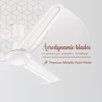 Hindware Brisa Metallic 1200 mm 3 Blade Ceiling Fan  (Metallic White, Pack of 1)