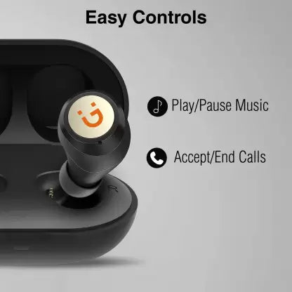 IONEE Feather Pods Splash Proof Ultra-light True wireless Stereo Ear Buds Bluetooth Headset  (Black - Champagne, True Wireless)