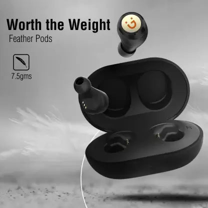 IONEE Feather Pods Splash Proof Ultra-light True wireless Stereo Ear Buds Bluetooth Headset  (Black - Champagne, True Wireless)