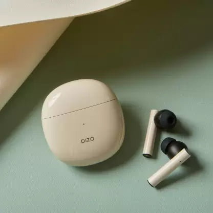 DIZO by realme TechLife GoPods with Active Noise Cancellation(ANC) Bluetooth Headset  (Creme White, True Wireless)