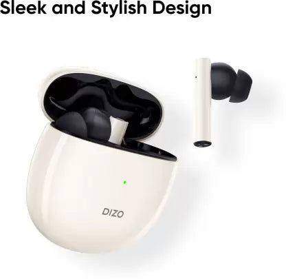 DIZO by realme TechLife GoPods with Active Noise Cancellation(ANC) Bluetooth Headset  (Creme White, True Wireless)