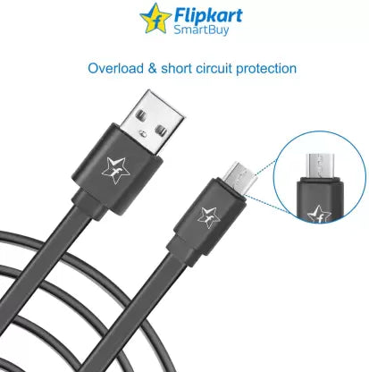 Flipkart SmartBuy Micro USB Cable 2.4 A 1 m AMRPB1M01  (Compatible with Mobile, Power Bank, Tablet, Laptop, Black, One Cable)