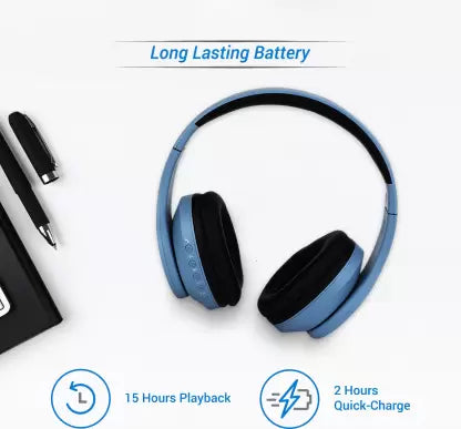 Flipkart SmartBuy Wireless Headphone with High Bass  (Blue, On the Ear)