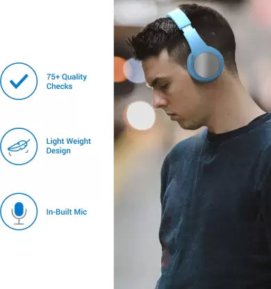 Flipkart SmartBuy Wireless Headphone with High Bass  (Blue, On the Ear)