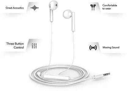 Honor AM115 Wired Headset  (White, In the Ear)