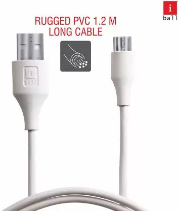 iball Micro USB Cable 1.2 m IB-MICRO-1.2M  (Compatible with Mobile, TABLETS, MULTIMEDIA SPEAKERS, White)