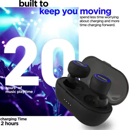 Screem Ibeza Epic Bluetooth Headset  (Black, Blue, True Wireless)