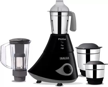 Inalsa Philia 780 W Mixer Grinder (4 Jars, Black, Grey)