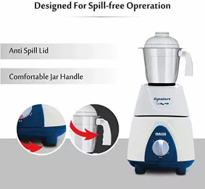 Inalsa signature 750 w 4 750 Juicer Mixer Grinder (4 Jars, blue,white)