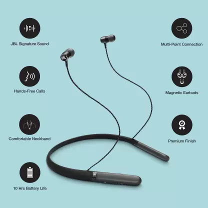 JBL LIVE200BT Wireless In-Ear Neckband Bluetooth Headset  (Black, In the Ear)